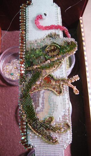 Completed Frog still on Loom