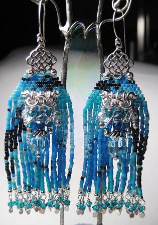 Aquamarine Seed Bead Earrings