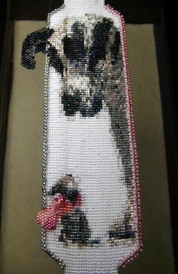 Breast Cancer Awareness Cuff"Designed and Created to depict 'courage, beadwork by Erin Simonetti