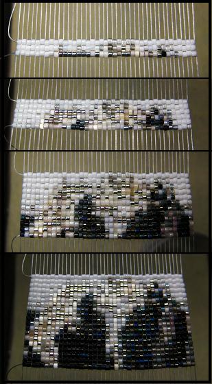 I'm not going to tell what picture I am creating. Together, we will see this come to life, beadwork by Erin Simonetti