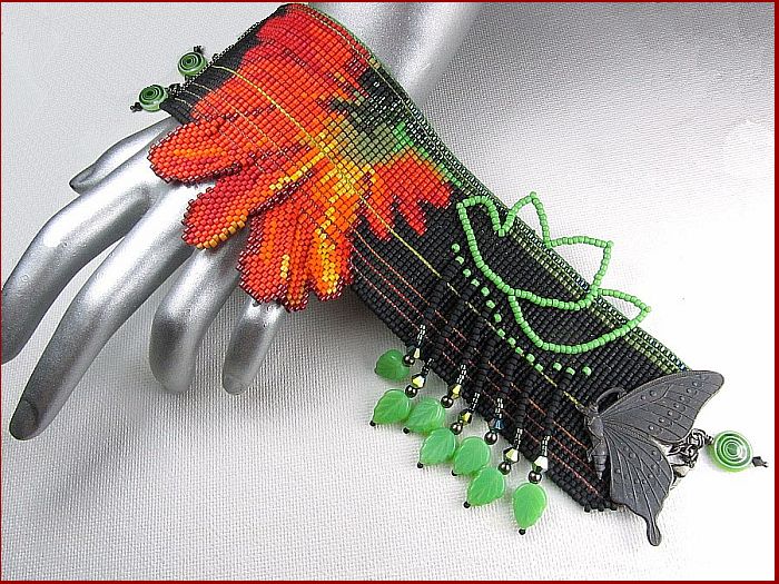 Gerber Daisy Bead Woven on a Loom