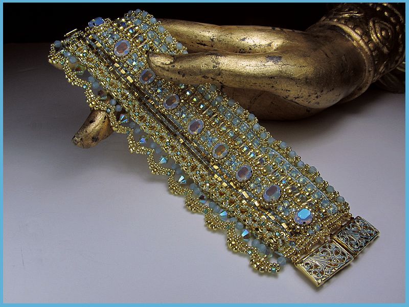 24kt Gold and Opal Cuff, loom woven by Erin Simonetti