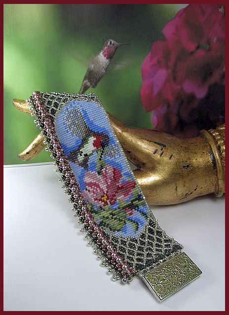 Red Cone Flower loom cuff