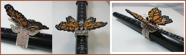 Monarch Butterfly Ring with Sterling Silver Frame
