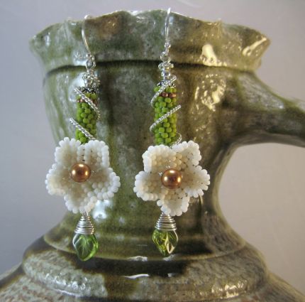 Matte Glass Beads and Sterling
