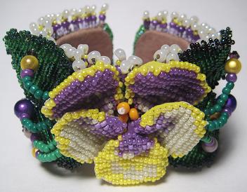Beaded Pansey Wrist Corsage