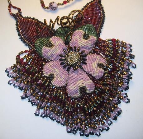 Beaded Pink Corsage Necklace