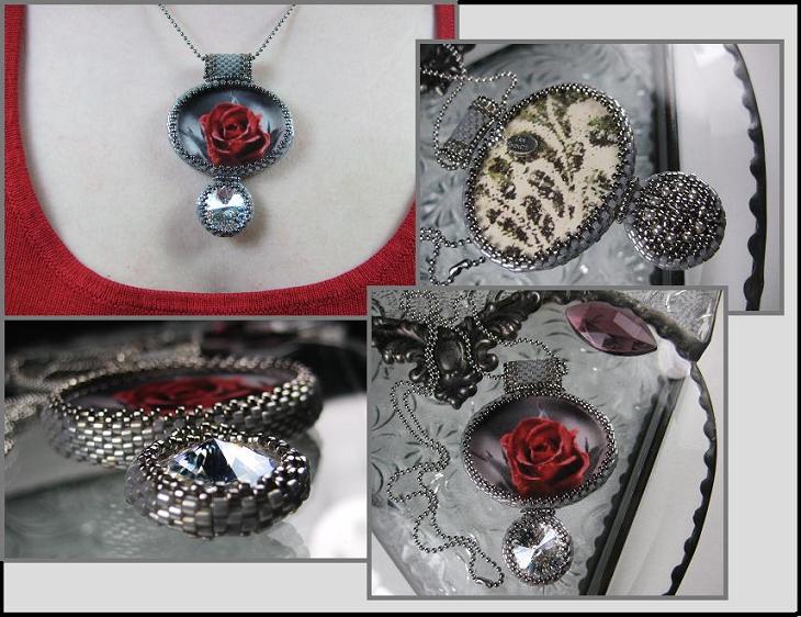 Rose Bead Bezeled Pendant by Erin Simonetti
