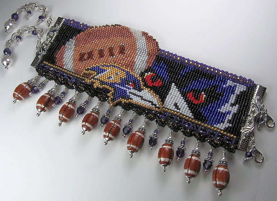 Beaded Baltimore Ravens Cuff