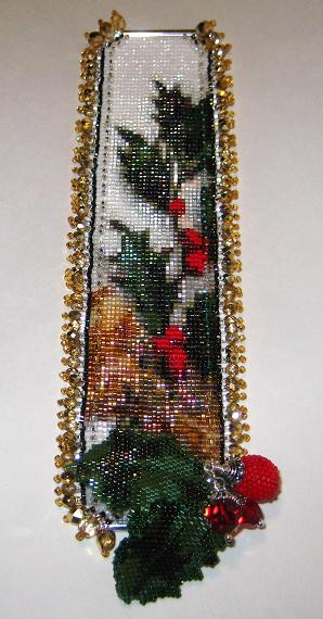 Happy Holly-Daze, beadwork by Erin Simonetti