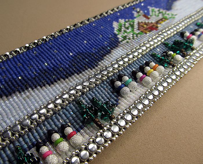 Bead Loomed Snow Cabin Cuff