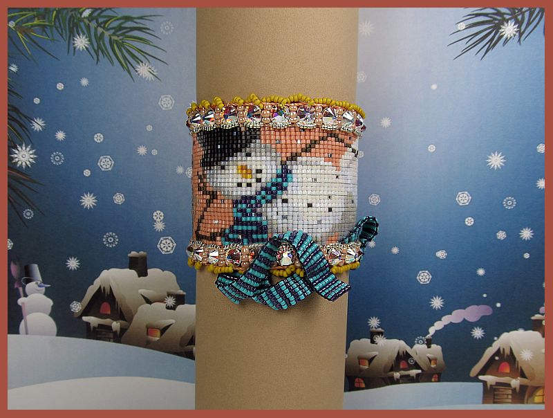 Bead Loomed Snowman Porn Cuff=